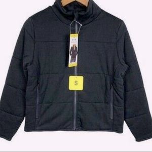 Three Dots Black Relaxed Fit Mock Collar Quilted Knit Jacket Womens Sz Small NWT